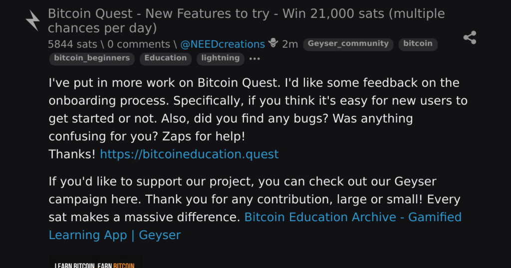 bitcoin quest novas - Bitcoin Quest Novas Funcionalidades: Ganhe 21.000 Satoshis Diariamente