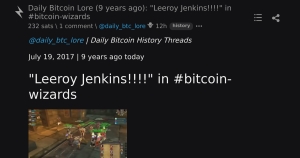 histórias bitcoin memorável - Histórias Bitcoin Memorável: O Icônico 'Leeroy Jenkins!!!!' no