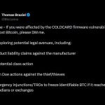 Bitcoin Coinkite Enfrenta Ameaça de Ação Coletiva Após Falha em Carteira