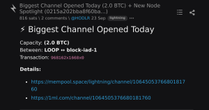 bitcoin maior canal - Bitcoin maior canal: 2,0 BTC aberto no Lightning