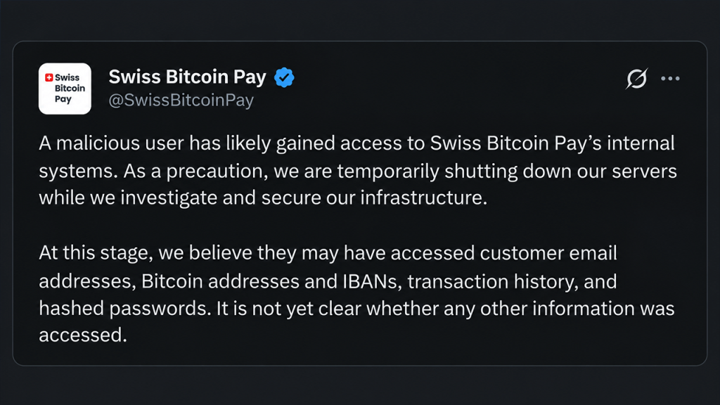 swiss bitcoin pay - Swiss Bitcoin Pay Desliga Sistema Após Intrusão Suspeita