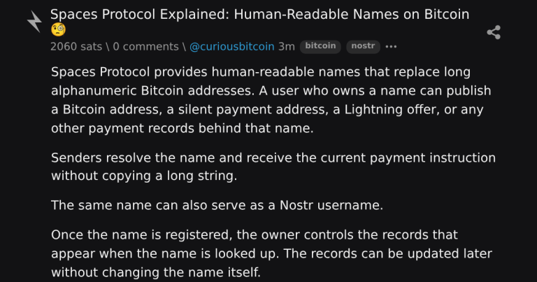 Protocolo Spaces Explicado: Nomes Legíveis por Humanos no Bitcoin