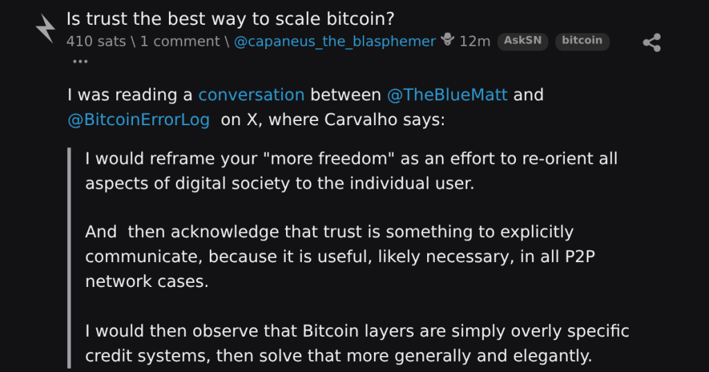 Confiança é a melhor forma de escalar o Bitcoin?